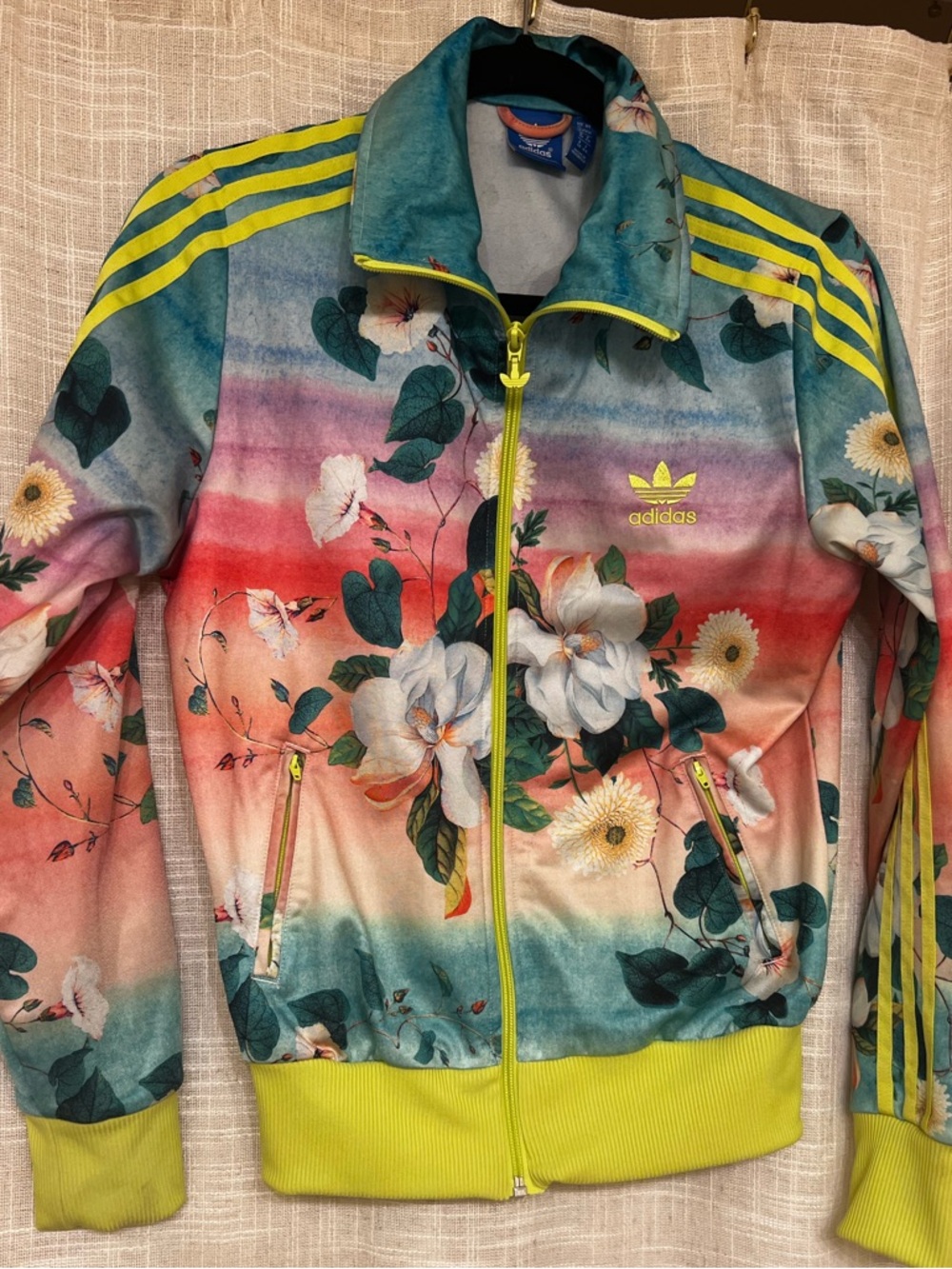 Adidas x Farm Rio Rare Floralina Neon Floral Track Jacket Multicolor Size 12